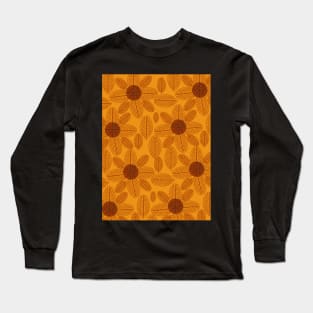 Leaves and flowers in shades of brown Long Sleeve T-Shirt